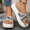 Сандалии на толстой подошве с перекрестными ремешками для летнего отдыха, с буквенным цветовым блоком, очень большие пляжные шлепанцы