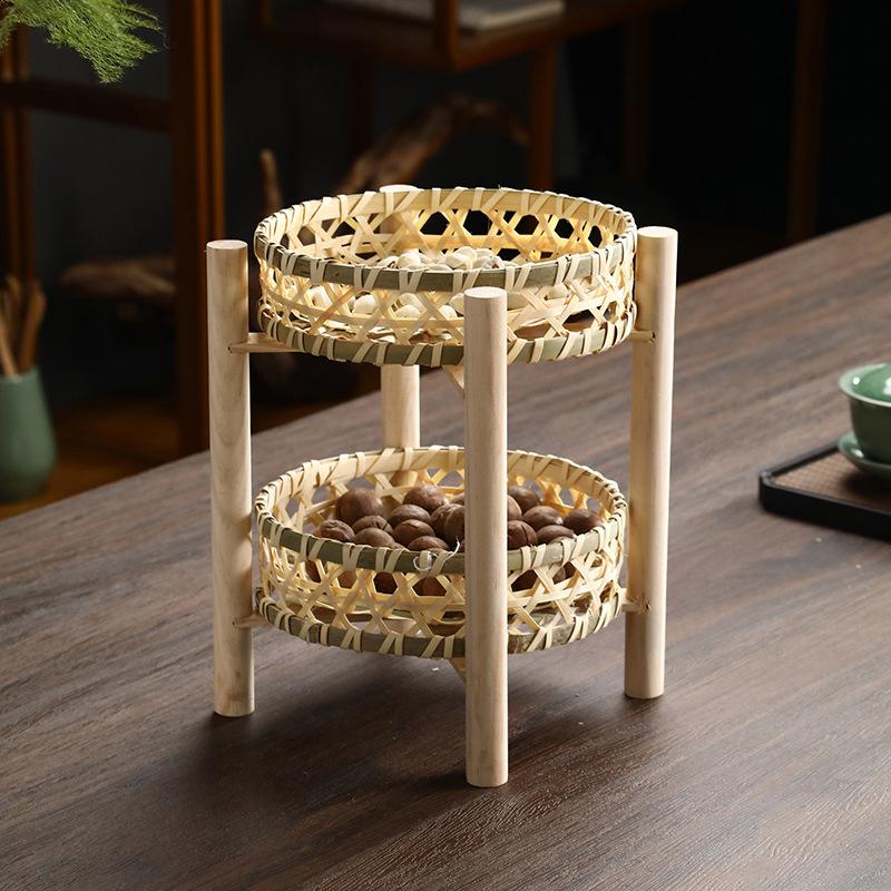 1 комплект Корзина для чая, десертов и фруктов, Рустикальная многоярусная корзина, Ручная работа, Деревянный каркас, Корзина для фруктов, Мини 18/20см