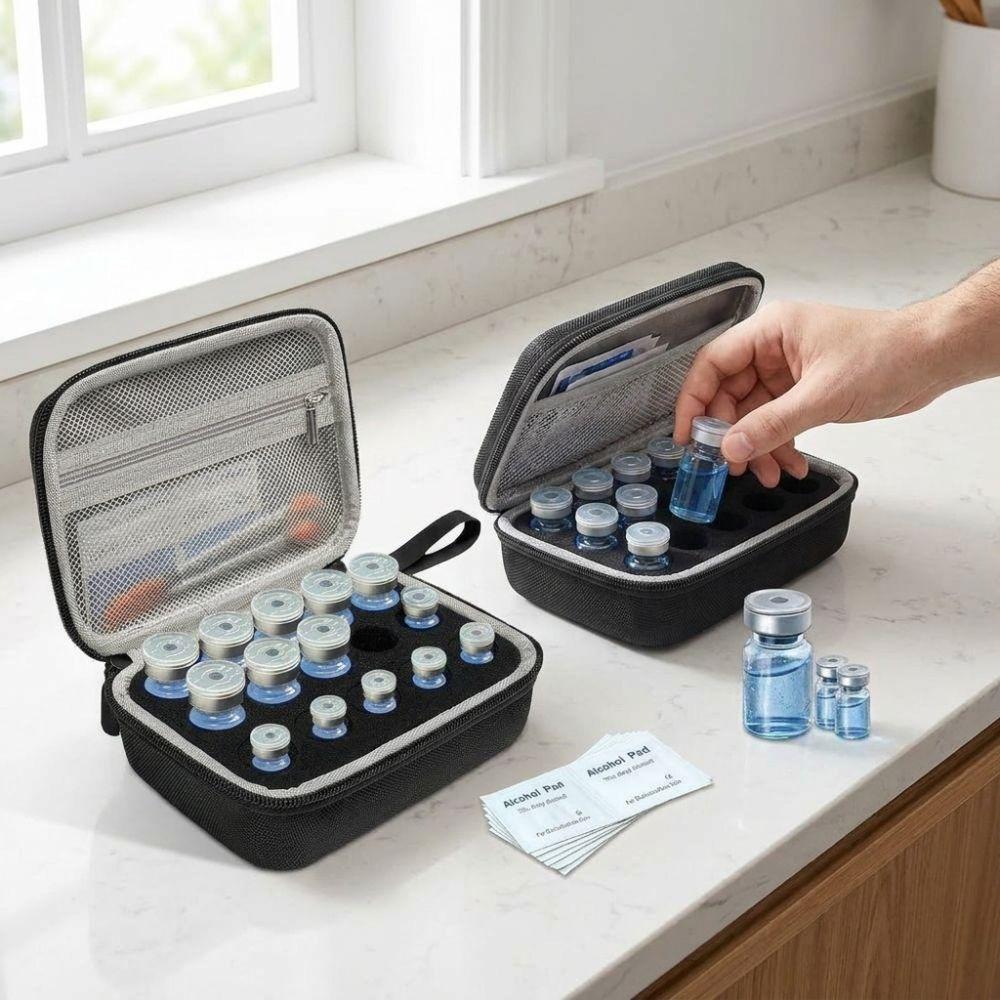 Waterproof Insulin Vial Storage Case 15 Slots Insulin Organizer Home Travel Use