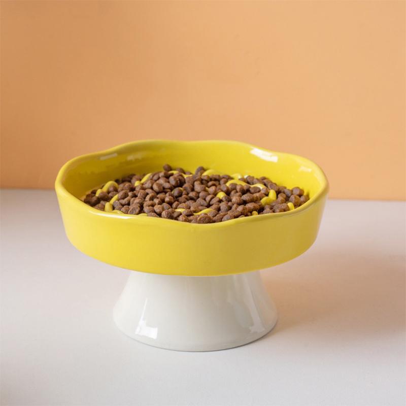 Керамическая приподнятая миска для медленного кормления питомца, защищает шейные позвонки, товары для питомцев
