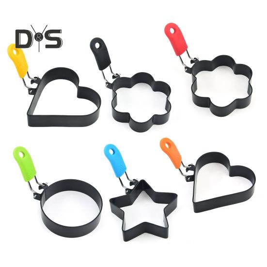 Форма для яиц в форме сердца из нержавеющей стали с антипригарным покрытием, в форме цветка, звезды, блинов, омлета, для жарки яиц, приготовления завтрака, сэндвича, бургера