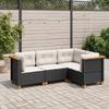 VidaXL Garden Lounge Set 4 Pcs with Cushions Black Braided Resin 3261797