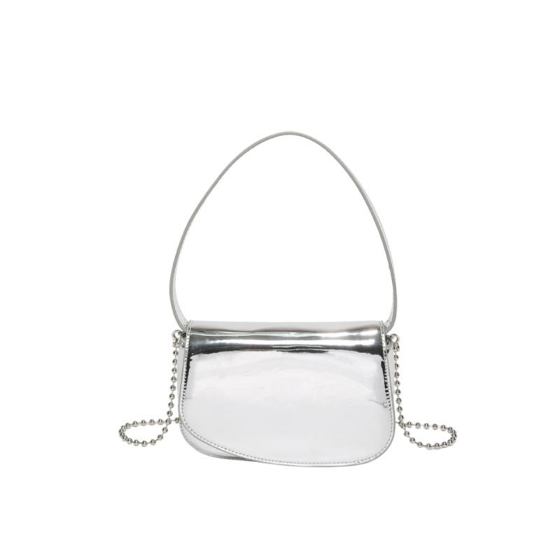 Лаковая кожа, модная зеркальная однотонная трендовая сумка для подмышек, женская сумка 2024, новая цепочка в западном стиле на одно плечо, через плечо, внешняя торговля