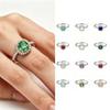 Princess Diana Style Zodiac Stone Ring with Colored Gemstones & Diamonds in S925 Silver