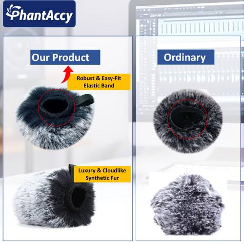 PhantAccy Pop Filter/Windscreen for Audio-Technica AT-2020, AT-2035, AT-2040, AT-2050, AT-2500, AT-4040, Furry Microphone Cover for Microphone, Wind a