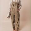 Autumn Solid Color Multi-pocket Overalls Women's European and American Simple and Versatile Corduroy Jumpsuit Women