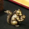 Lucky Wealth Brass Squirrel Holds Pine Nut Car Keychain Pendant Ornament Brass Squirrel Ornament Crafts Sculpture Landscaping