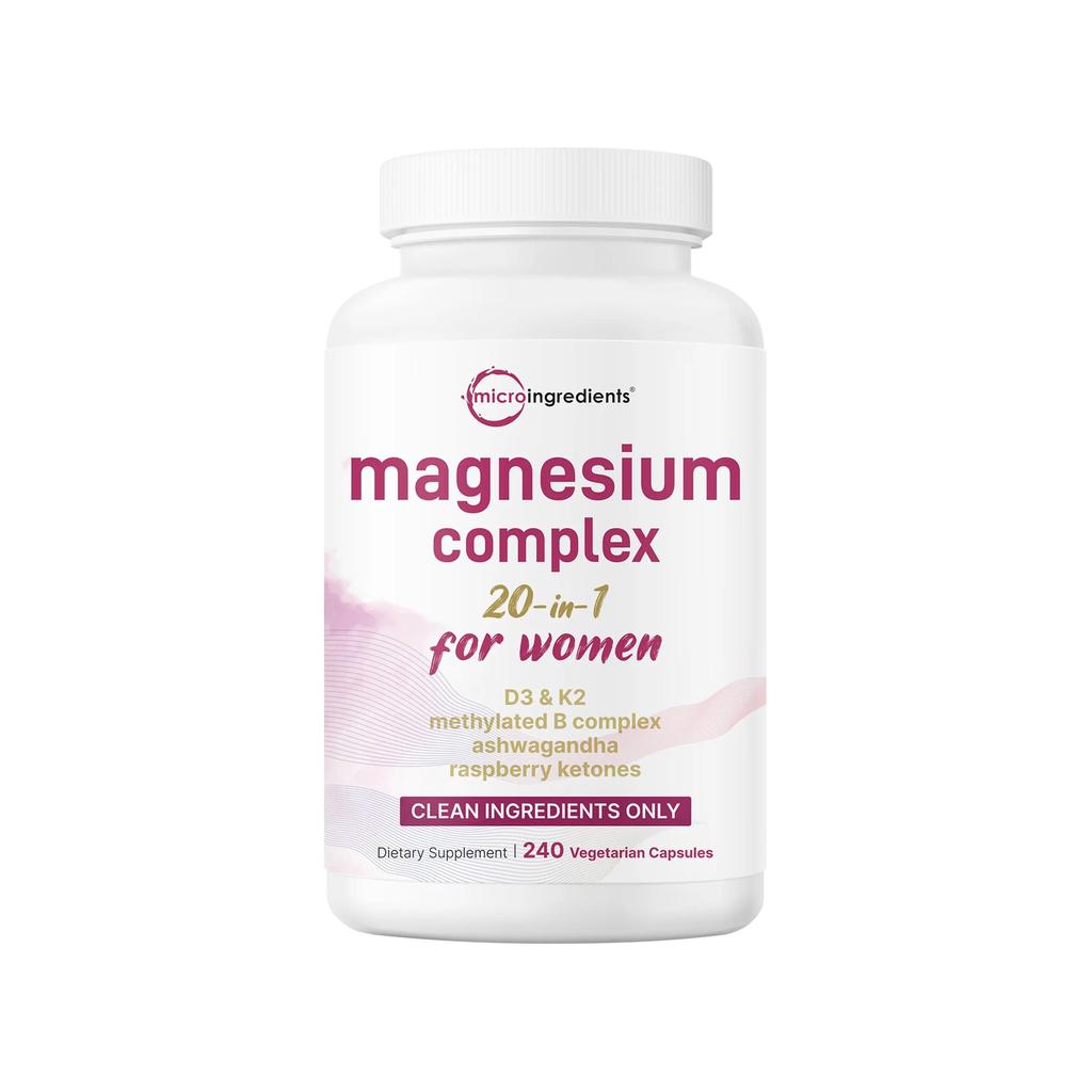 Women's 20-in-1 Magnesium Complex with D3, K2 & Ashwagandha, 240 Vegan Capsules