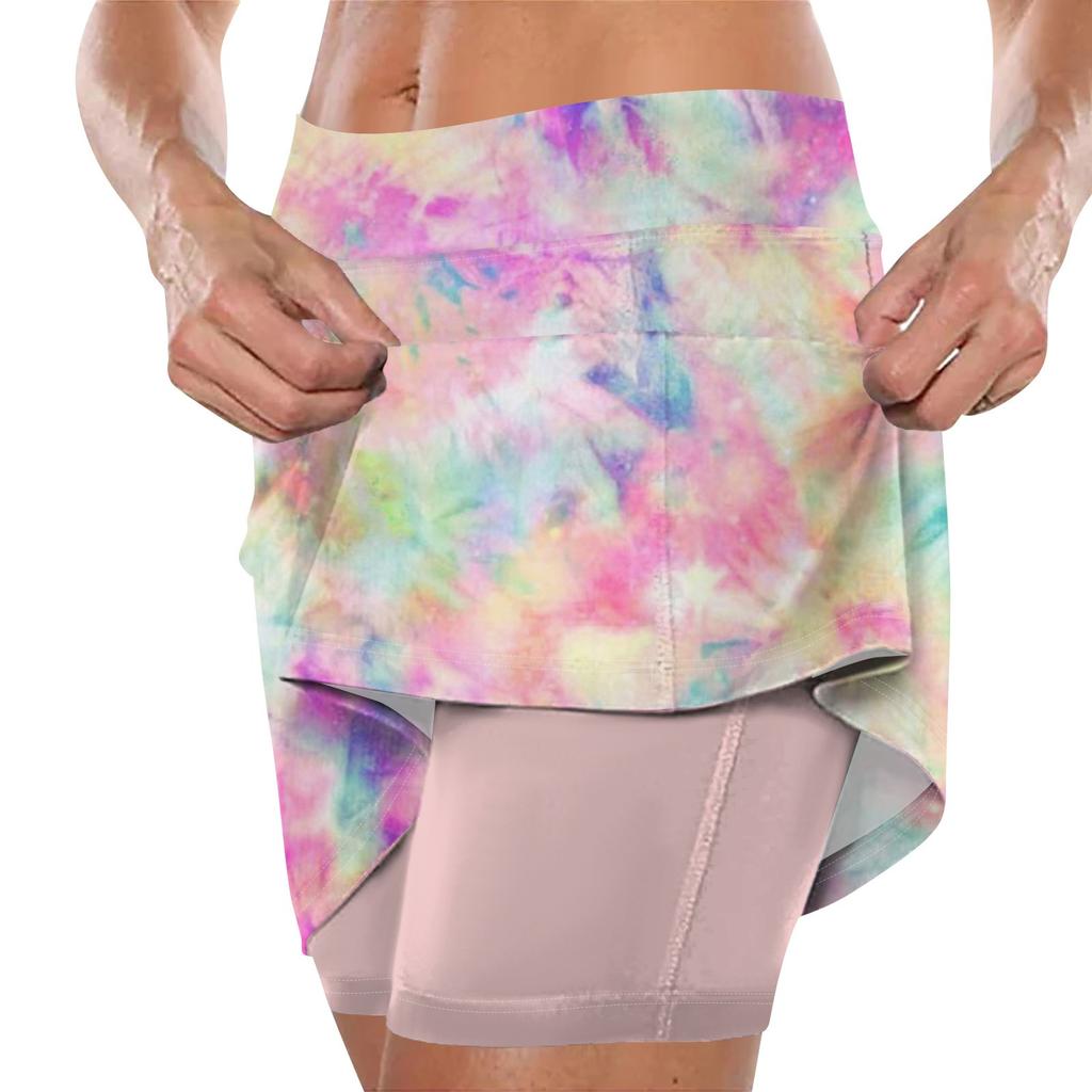 Женская юбка, эластичные брюки-кюлоты для йоги для женщин, спортивные шорты с принтом, легкие узкие однотонные бегуны с высокой талией