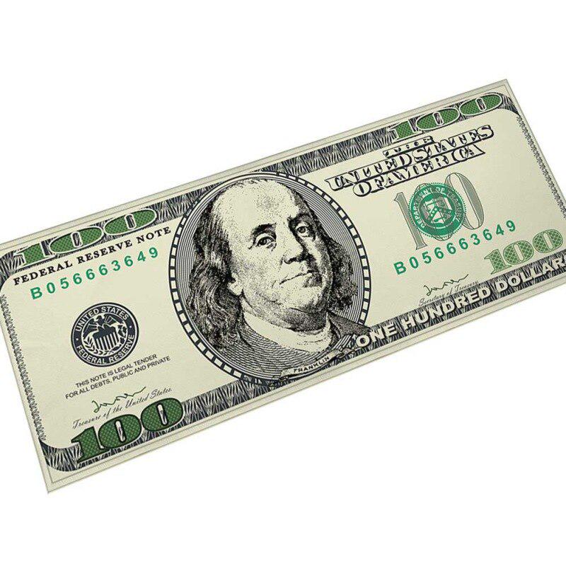 One Hundred Dollar 100 Bill Print Area Rug With Non-Slip Backing Modern Home Decor Carpet Runner Mat