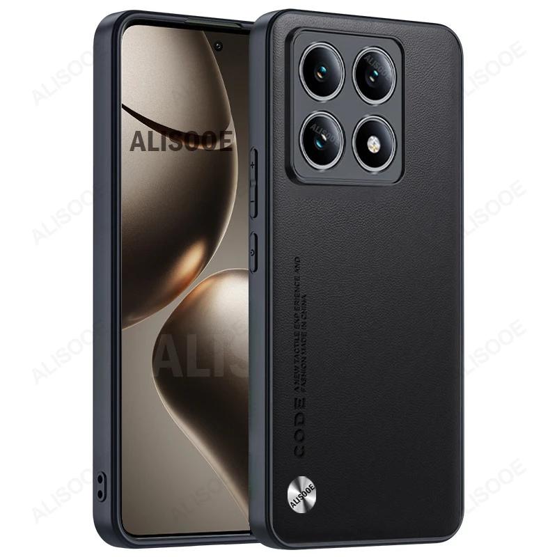 Ударопрочный чехол Funda для Xiaomi 14T 15T Pro / Mi 15T 14T Pro Чехол Роскошная текстура из волокна PU-кожа Защитная крышка Capa