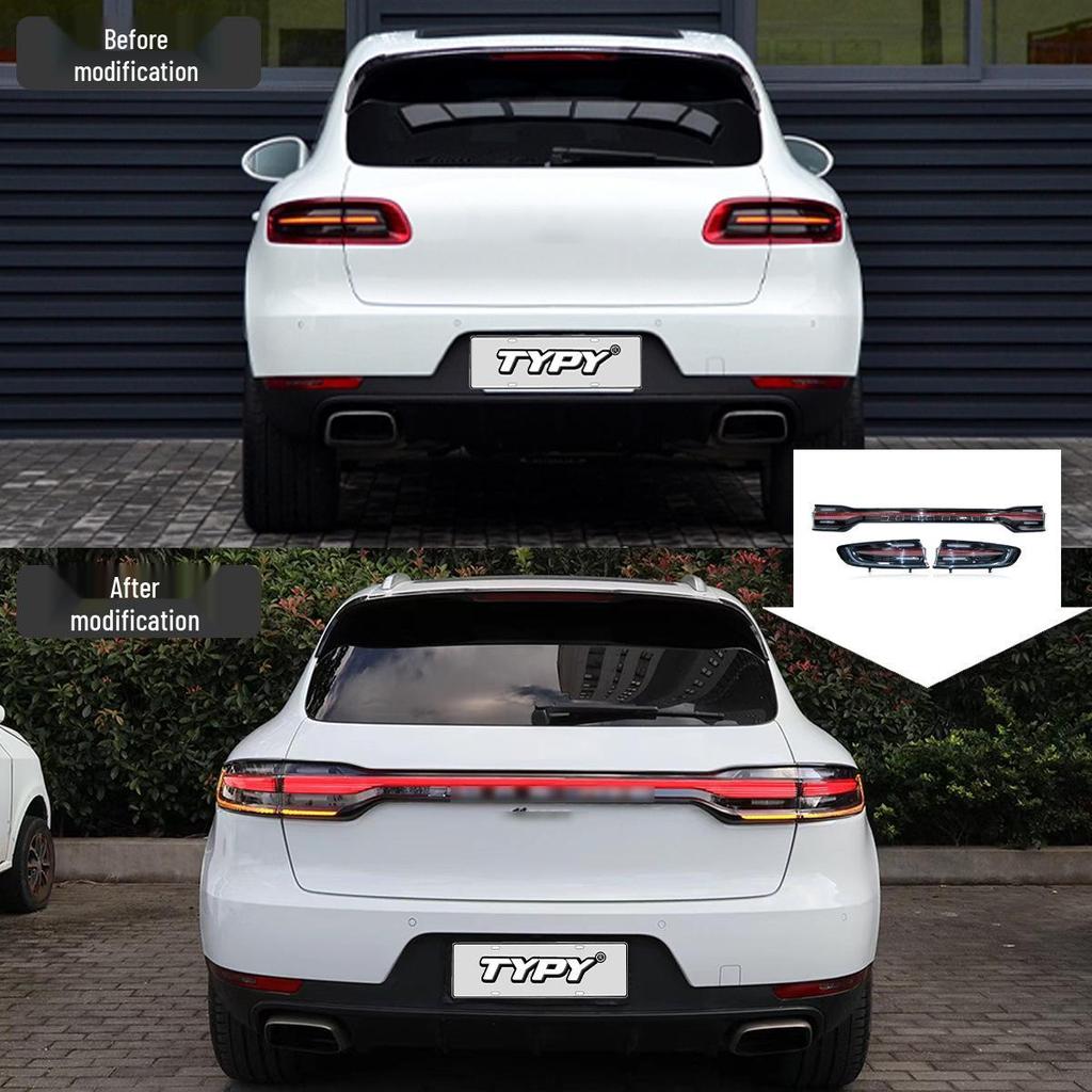 LED Through-Type Taillight Assembly with Flowing Turn Signal for 2014-2017 Porsche Macan.