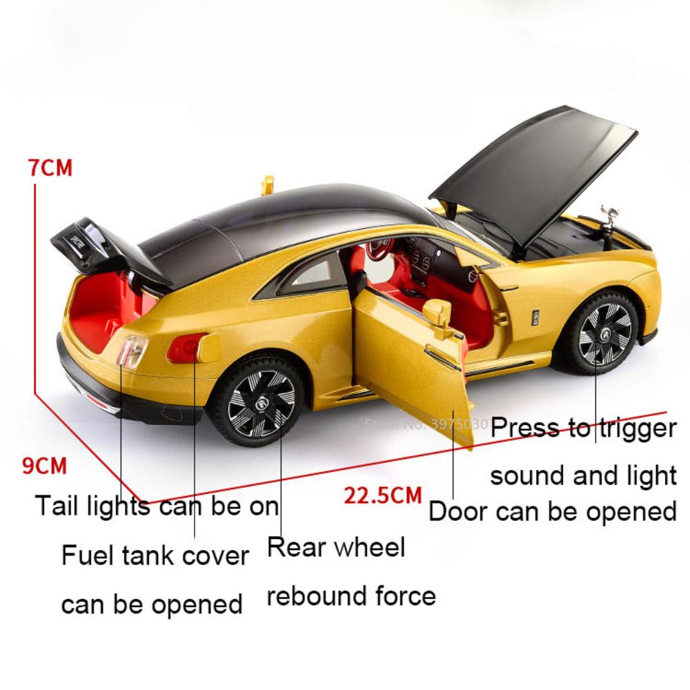 New 1/24 Alloy Die-cast Car Model Rolls-Royce Gust Toy Simulation Luxury Car Pull Advanced Ornaments Shock Absorption Collection Fashion Gift