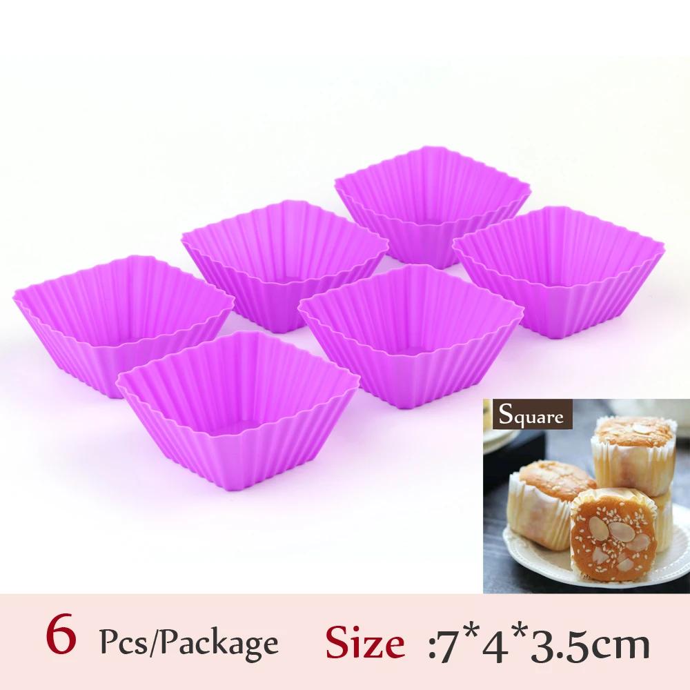 Новые силиконовые формы для кексов 6 шт., формы для выпечки кексов, антипригарные термостойкие многоразовые силиконовые формы для кексов своими руками