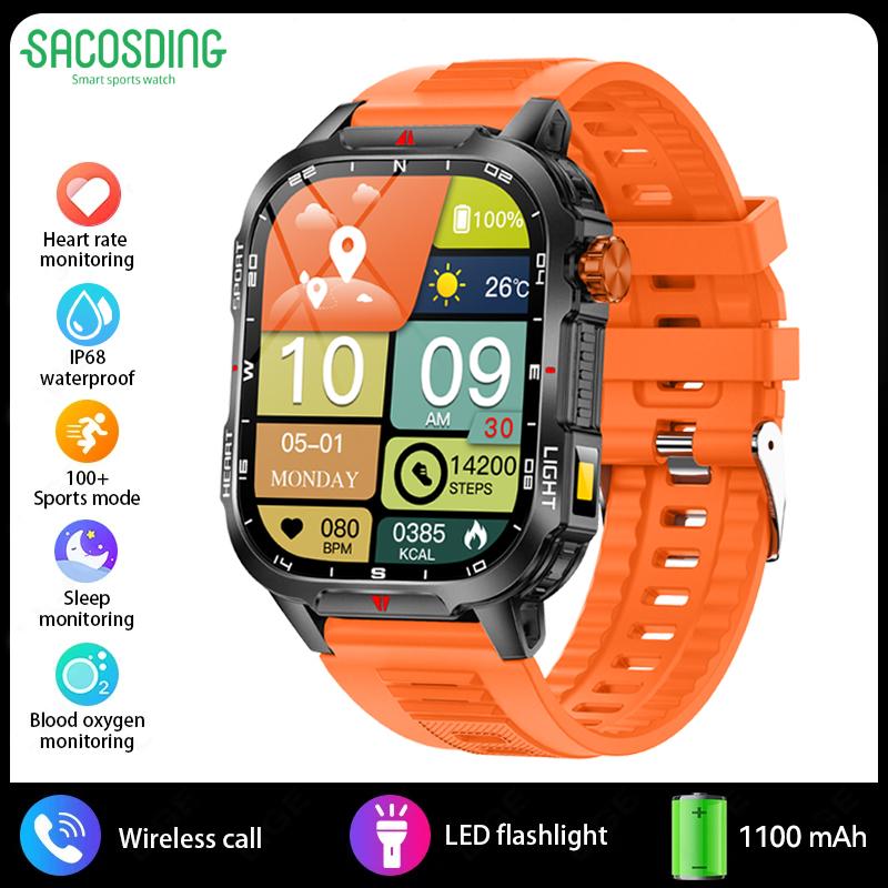 2025 Новые мужские умные часы Bluetooth-звонок 1100 мАч Большая батарея 60 дней в режиме ожидания 2,01-дюймовый экран IP68 Водонепроницаемый Трекер движения