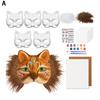 Yousheng DIY Therian Masque Kit Blank Hand Painted Half Face Cat Fox Masque with Fur Eye Mesh And Felt Sheet for Halloween Carnival Masquerade Party