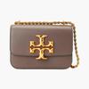 TB Eleanor Кожаная матовая сумка с клапаном и двойным логотипом T На одно плечо Crossbody Цепочка-шнурок Маленькая квадратная сумка Женская Маленькая Коричневая