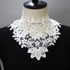 Women Lace Floral Fake Collars Ladies Shirts Detachable Collar White Black Embroidery Necklace False Collar Shawl Decorative
