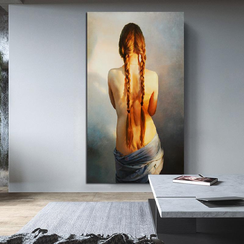 Sexy Nude Golden Women Figure Portrait Art Posters and Prints Canvas Painting Wall Pictures for Living Room Cuadros Home Decor