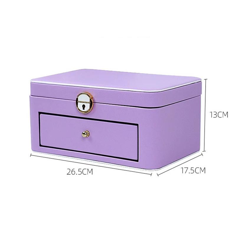 Leather Jewelry Organizer Box Multi-cell with Lock Sunglasses Watch Necklace Bracelet Ring Earring Storage Display Boxes