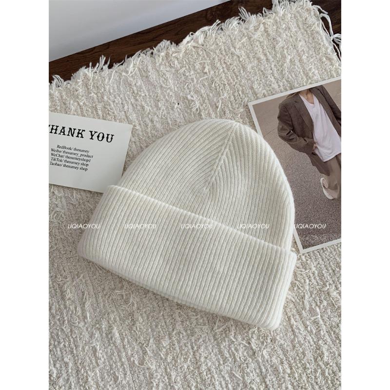 New Knitted Hat for Women In Autumn and Winter Korean Version Versatile High-quality Wool Hat Riding Warm Plus Velvet Thickened Cold Hat for Men