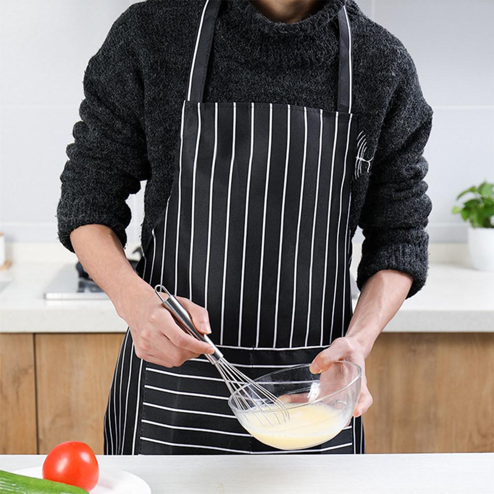 2Pcs Striped Cooking Aprons Oil Proof Kitchen Apron with Pockets Cotton Apron for Men Women Chef Kitchen Supplies