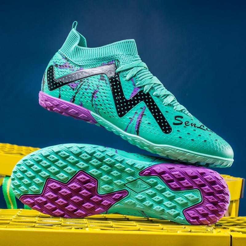 Xiyin football shoes men's high-top spikes artificial grass teen students sports shoes women