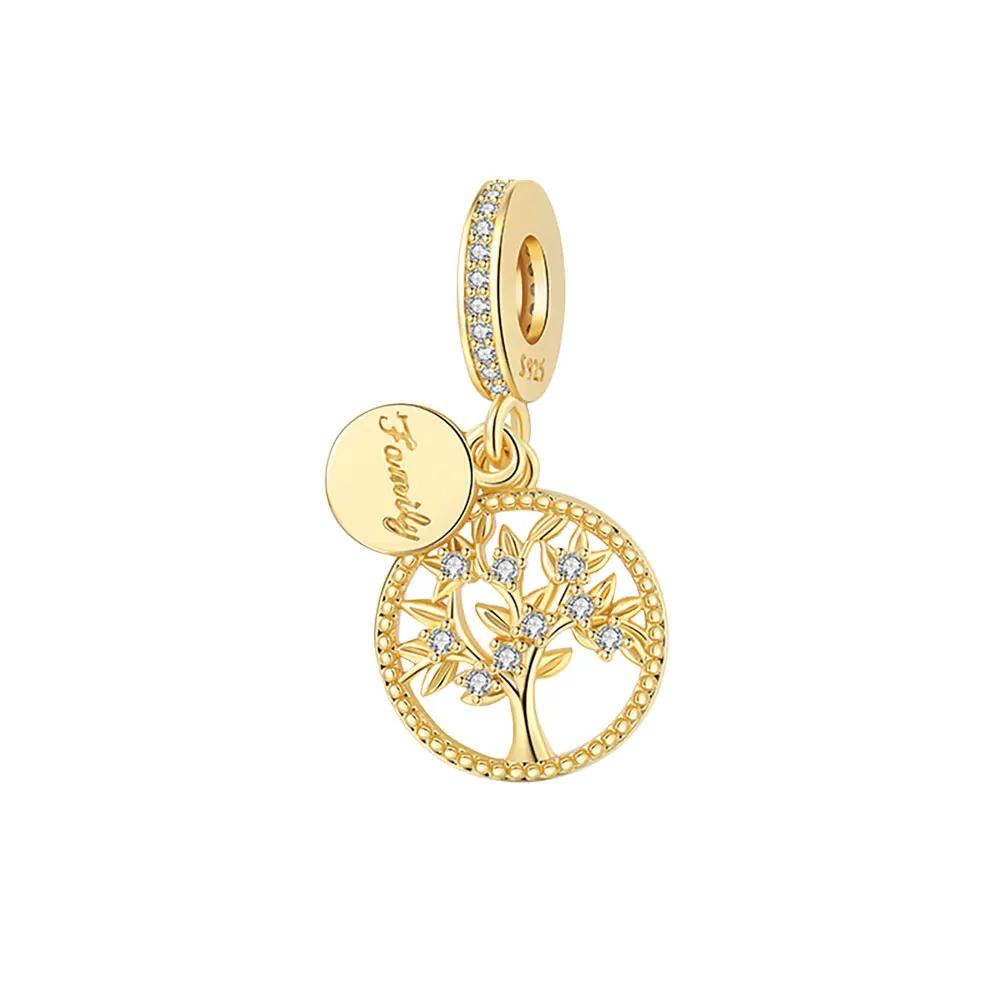 Silve Rose Gold Tree Of Life Butterfly Series Charm Fit 4Mm Aperture Bracelet Charm Bead Necklace Diy Women Jewelry