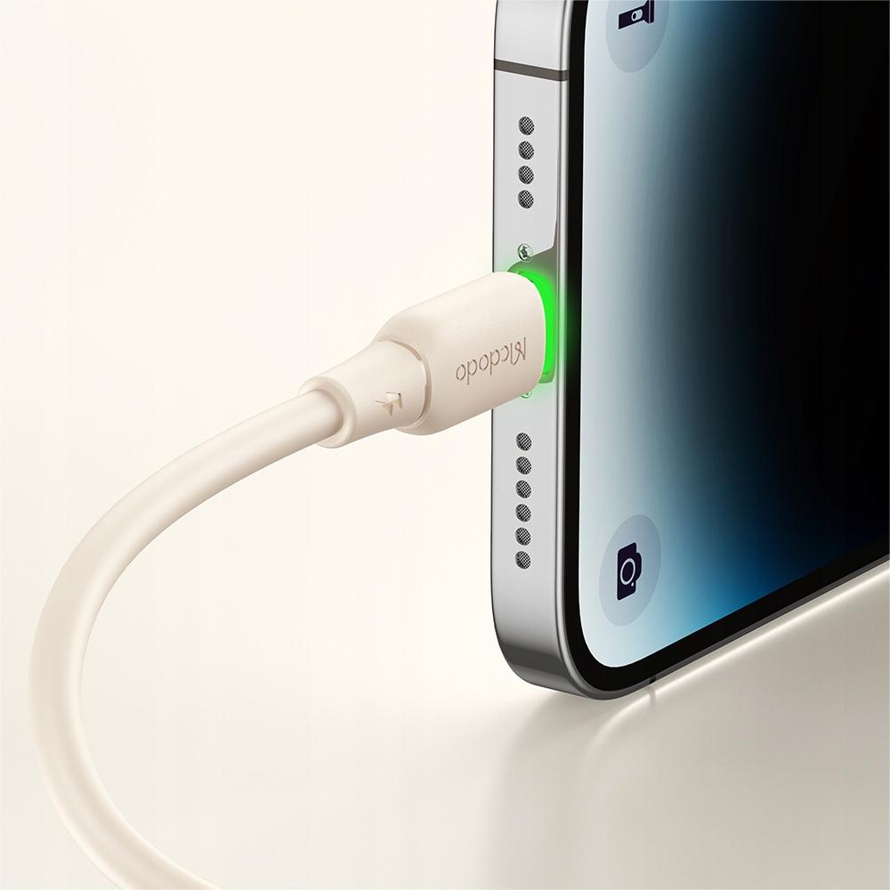 Mcdodo Зарядный кабель USB-C Lightning с быстрой зарядкой для iPhone 1 м, светодиодный, бежевый
