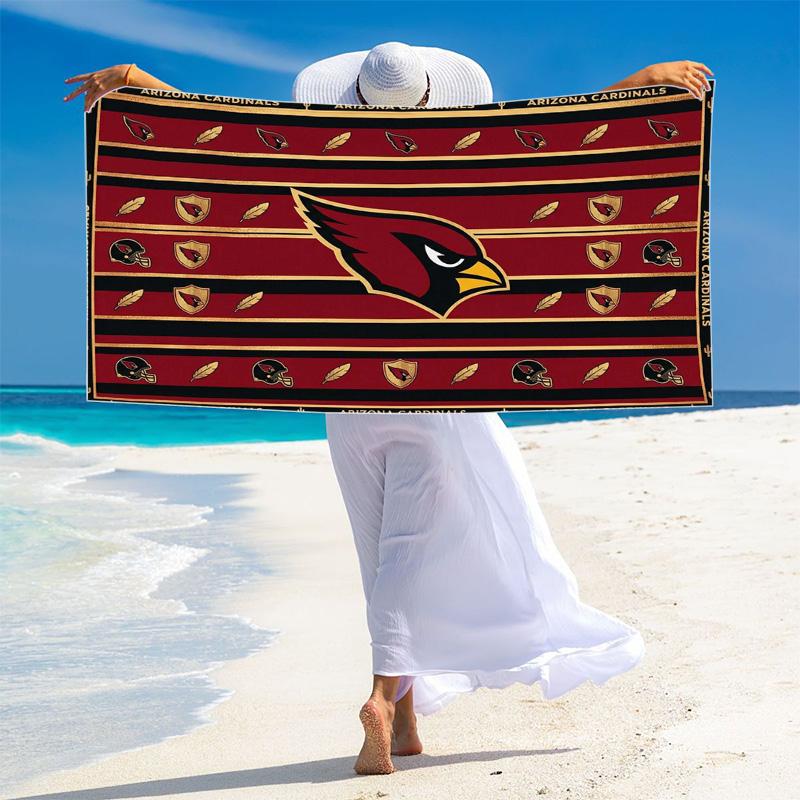Пляжное полотенце с принтом логотипа Arizona Cardinals, Большое мягкое быстросохнущее полотенце для пляжа, кемпинга, плавания