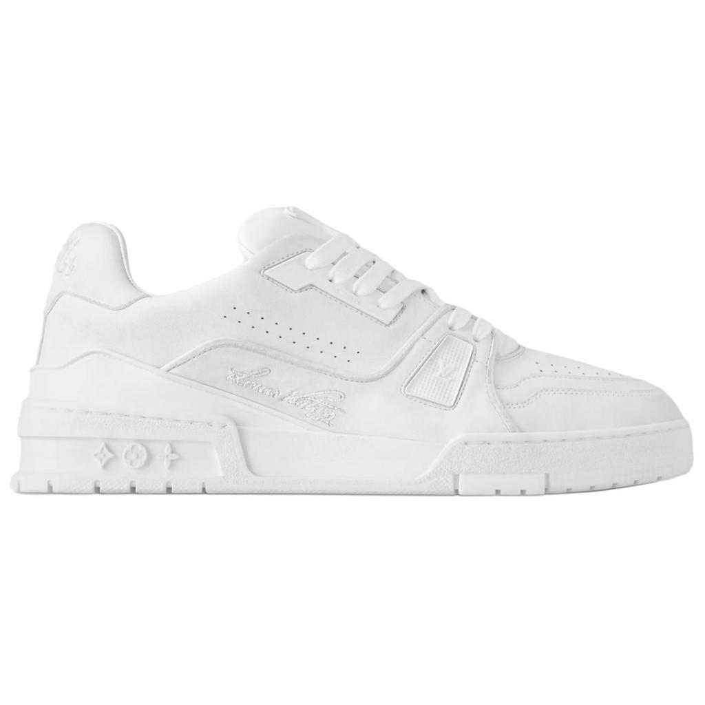 LOUIS VUITTON Trainer 2025 Spring Men's Collection Cow Leather Low top Skateboard Shoes Unisex White 1ADER9