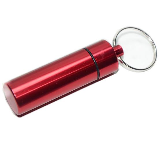 Portable Sealed Jar Keychain Screw Lid Aluminum Alloy Waterproof Flat Bottom Hanging Mini Tablet Pill Storage Bottle Container Holder Key Ring