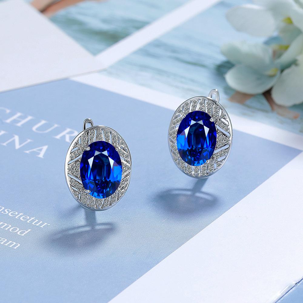 925 Sterling Silver Multi-color Round Crystal Zircon Earrings Anniversary Birthday Wedding Party Gift