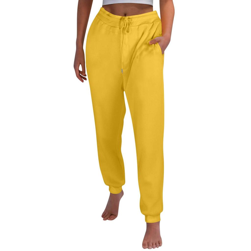Women Elastic High Waist Pant Casual Active Fit Wide Leg Long Pants Trousers With Pockets