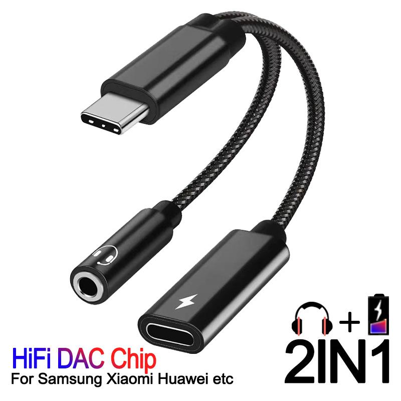2 iN1 Type C To 3.5mm Jack Audio Earphone Adapter PD 18W Charging Cable Converter USB 3.0 To Type C OTG Adapter for MacbookPro Samsung Xiaomi Huawei