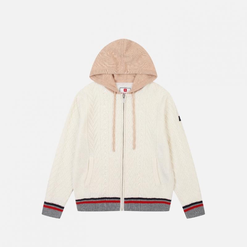 Onoff Men S caShmere Windproof Hoodie caSual Cardigan Of2802gb White