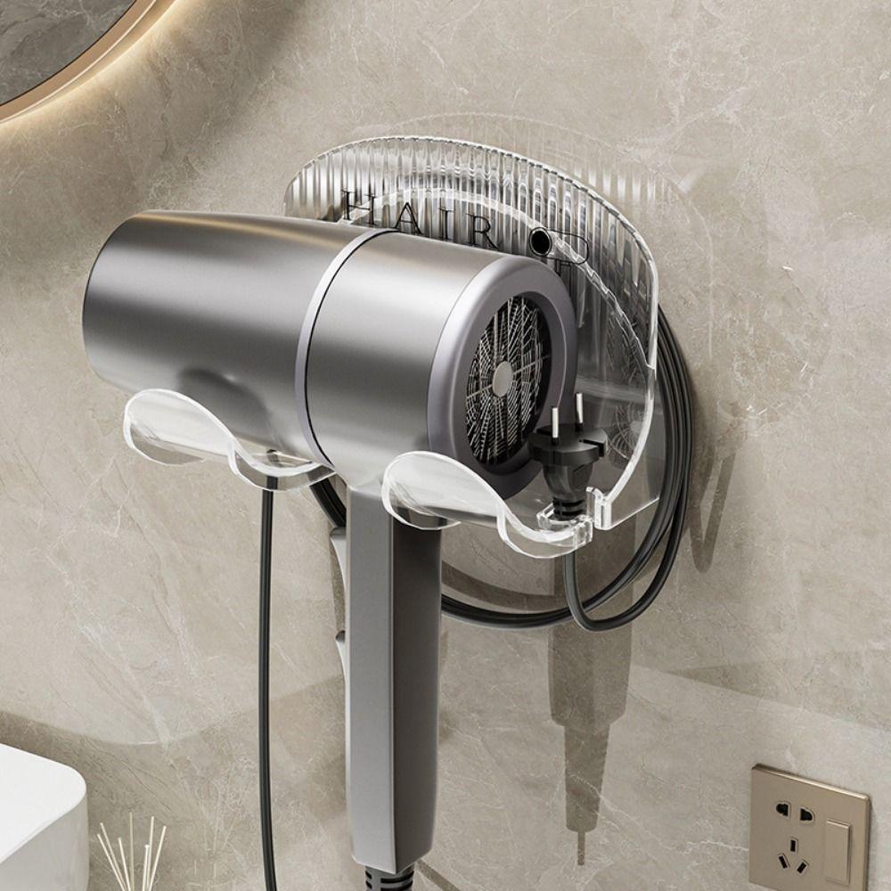 Стильный держатель для электрического фена, пластиковый кронштейн для вентилятора без проколов, многофункциональная настенная полка для хранения вещей в ванной комнате