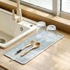 Drain Pad Easy To Clean Hanging Hole Anti-scalding Silicone Tableware Drying Mat Faucet Drip Protection Pad Kitchen Gadget