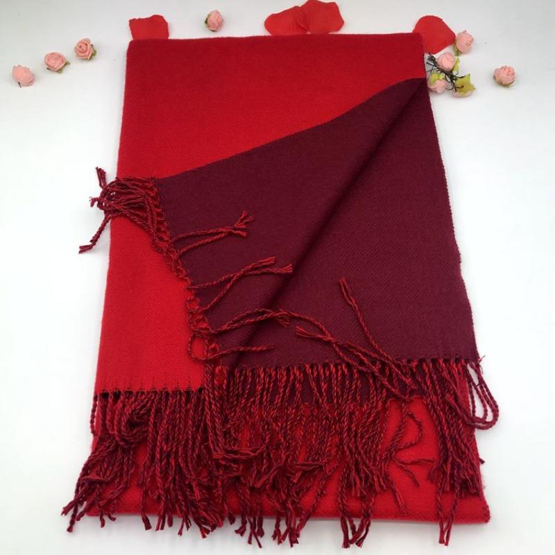Double-sided Solid Color Imitation Cashmere Winter New Scarf Women's Tassel Thickened Two-color Versatile Warm Shawl Fashion Scarf