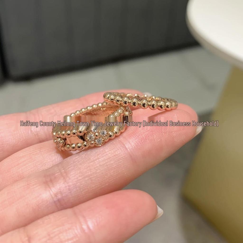 Rose Gold CNC Round Bead Stacking Ring for Women with Fine Craftsmanship