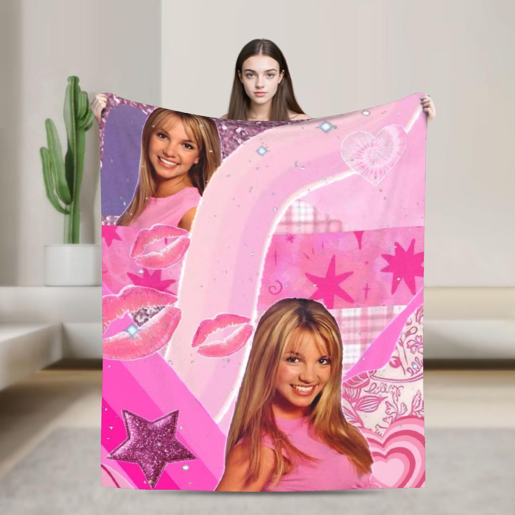 Britneys Spears Flannel Blankets Super Soft Throw Blanket for Outdoor Travel Office Funny Bedspread Sofa Bed Cover