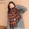 Elegant Korean Style Winter Tassel Plaid Scarf - Warm Versatile Shawl for Couples