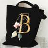 Print Canvas Bag Women's Shoulder Bag Fashion Floral Letter Ladies Hand Bags Alphabet Tote Bag