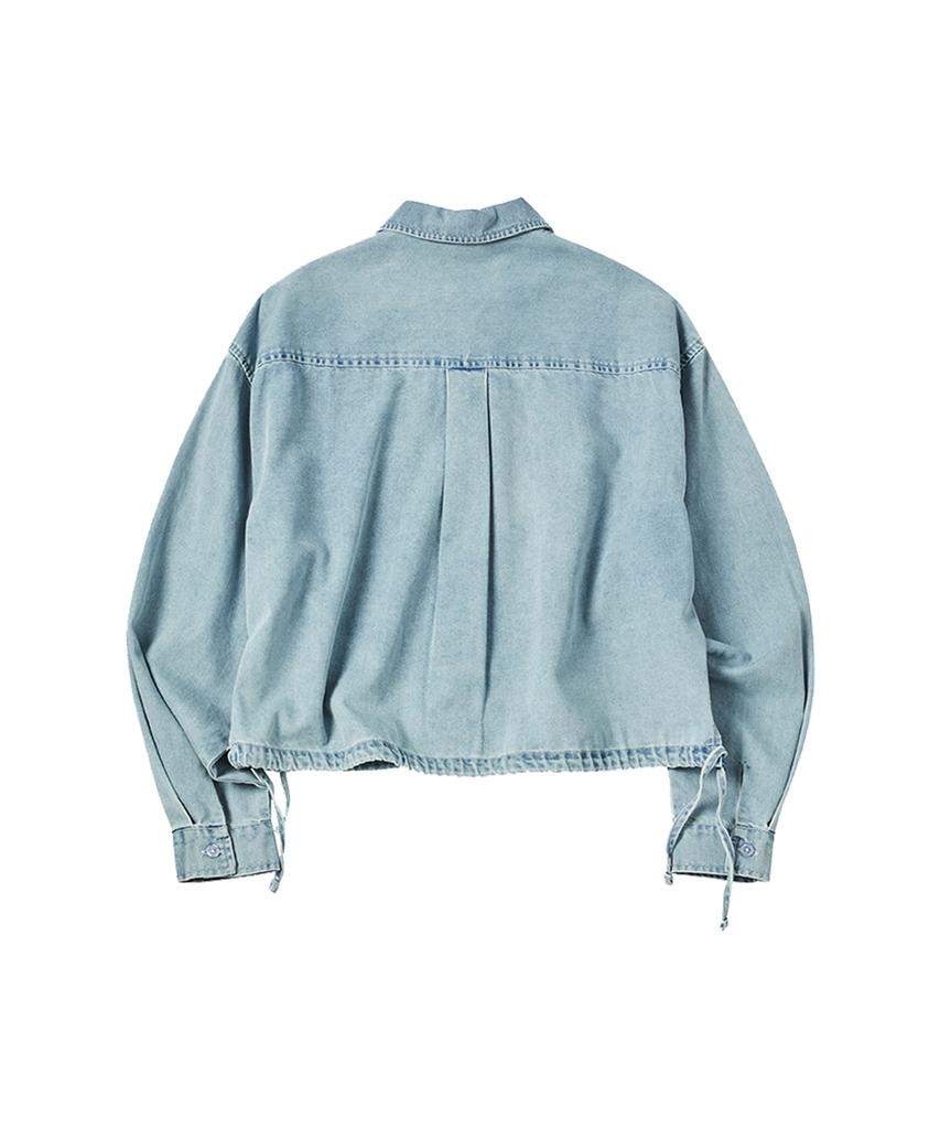 COMONINOZ W Denim Crop Blouse [Sky Blue]