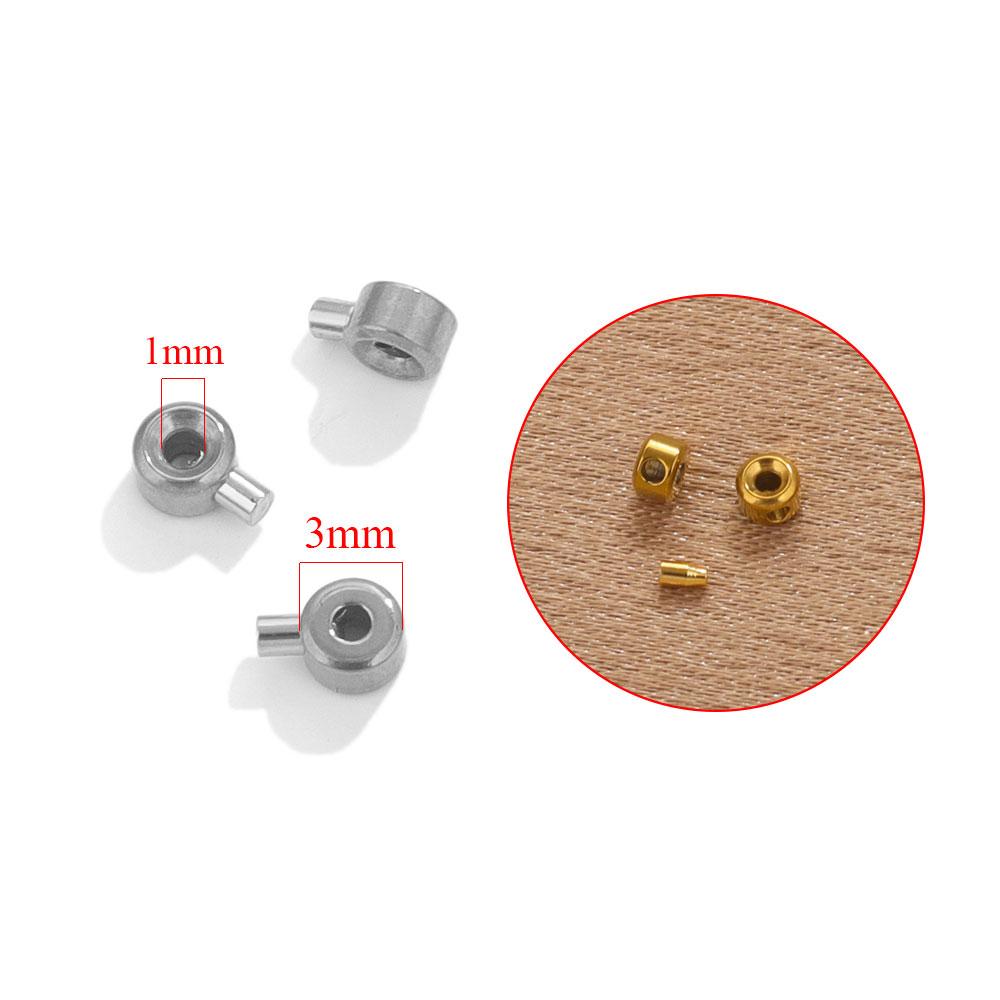 10pcs Stainless Steel Positioning Stopper Spacers Crimp End Beads For Zircon Making DIY Crimp Snap Bracelet End Clip Clasps