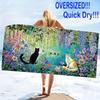 Cute Cat Print Beach Towel, Large Soft Quick Dry Towel for Beach Camping Swimming