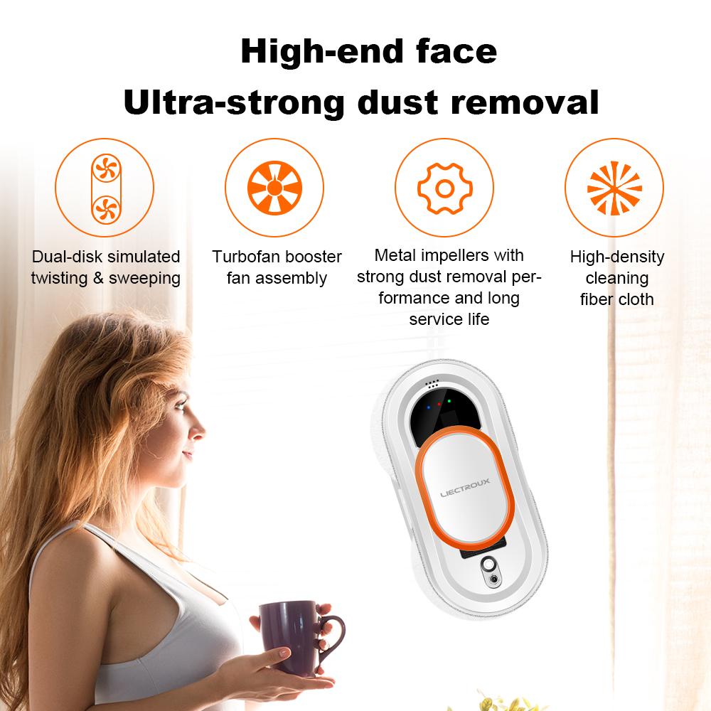 LIECTROUX HCR-09 Window Cleaning Robot,Robot Vacuum Cleaner for Window,Robot Window Cleaner,High Vacuum Suction, Home Wall Glass Cleaning Robot
