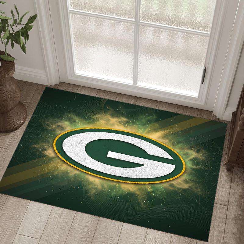 Green Bay Packers Design Crystal Velvet Carpet Cozy Non?Slip Printed Rug For Bedroom Living Room Entrance