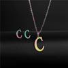 RUI RUI YU 26 Letter Colorful Stainless Steel Jewelry Sets for Women Men Alphabet Initial Chain Pendant Necklace Earrings Kids Gift