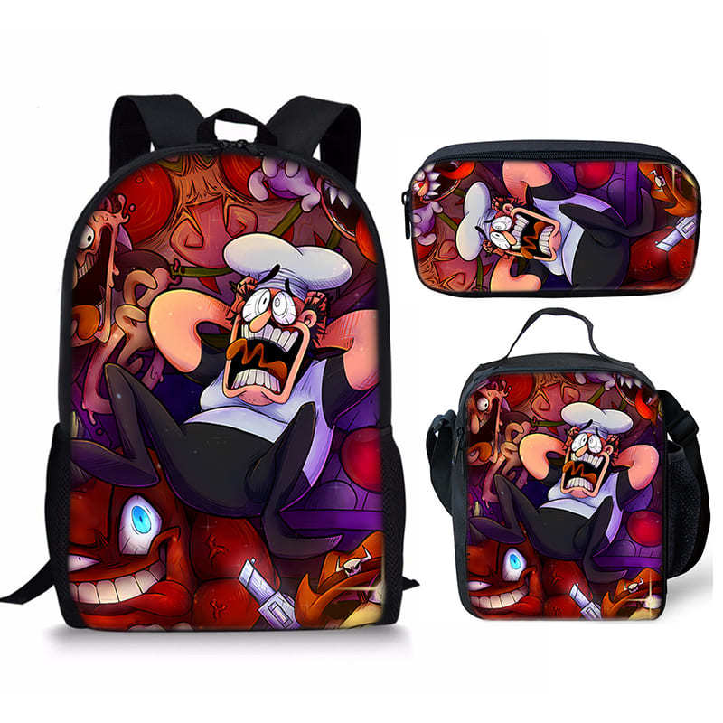 Trendy Popular Novelty pizza tower 3D Print 3pcs/Set Student School Bags Laptop Daypack Backpack Crossbody Lunch bag Pencil Case